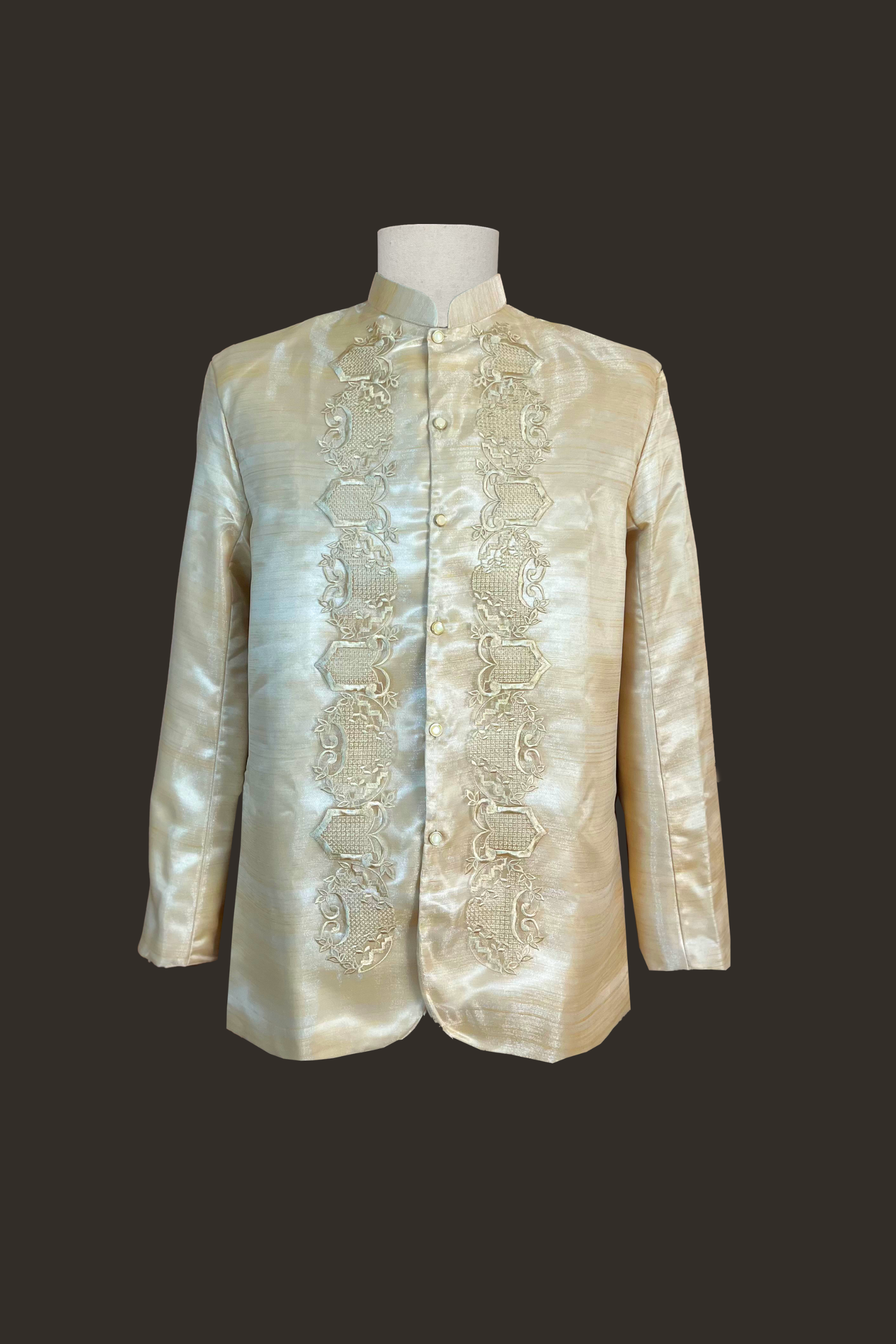 Premium Organza with Triple Satin Lining Golden Barong Tagalog Coat Andres