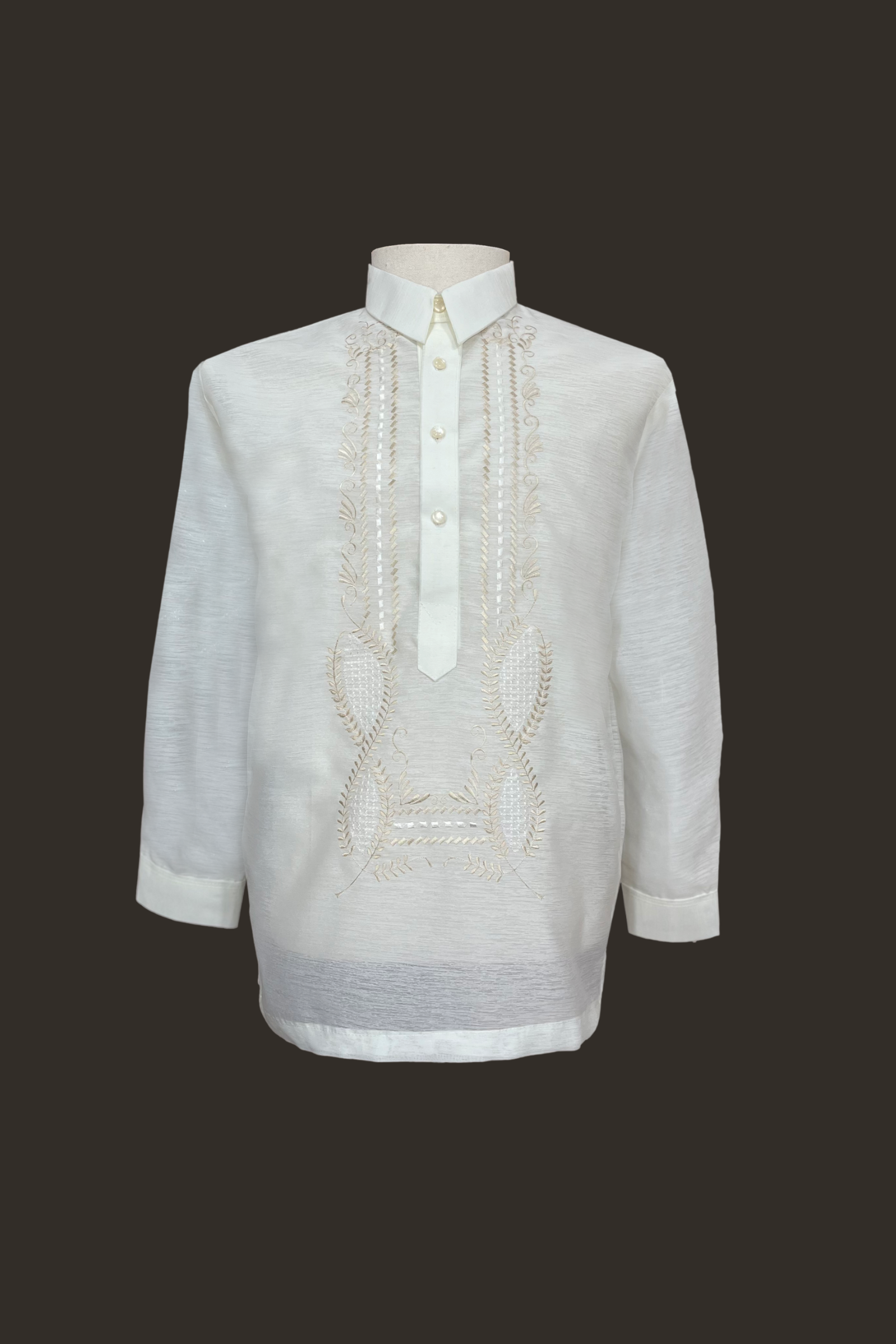 Premium Jusilyn with Fine Embroidery of Leaf Accents Barong Tagalog Gilberto