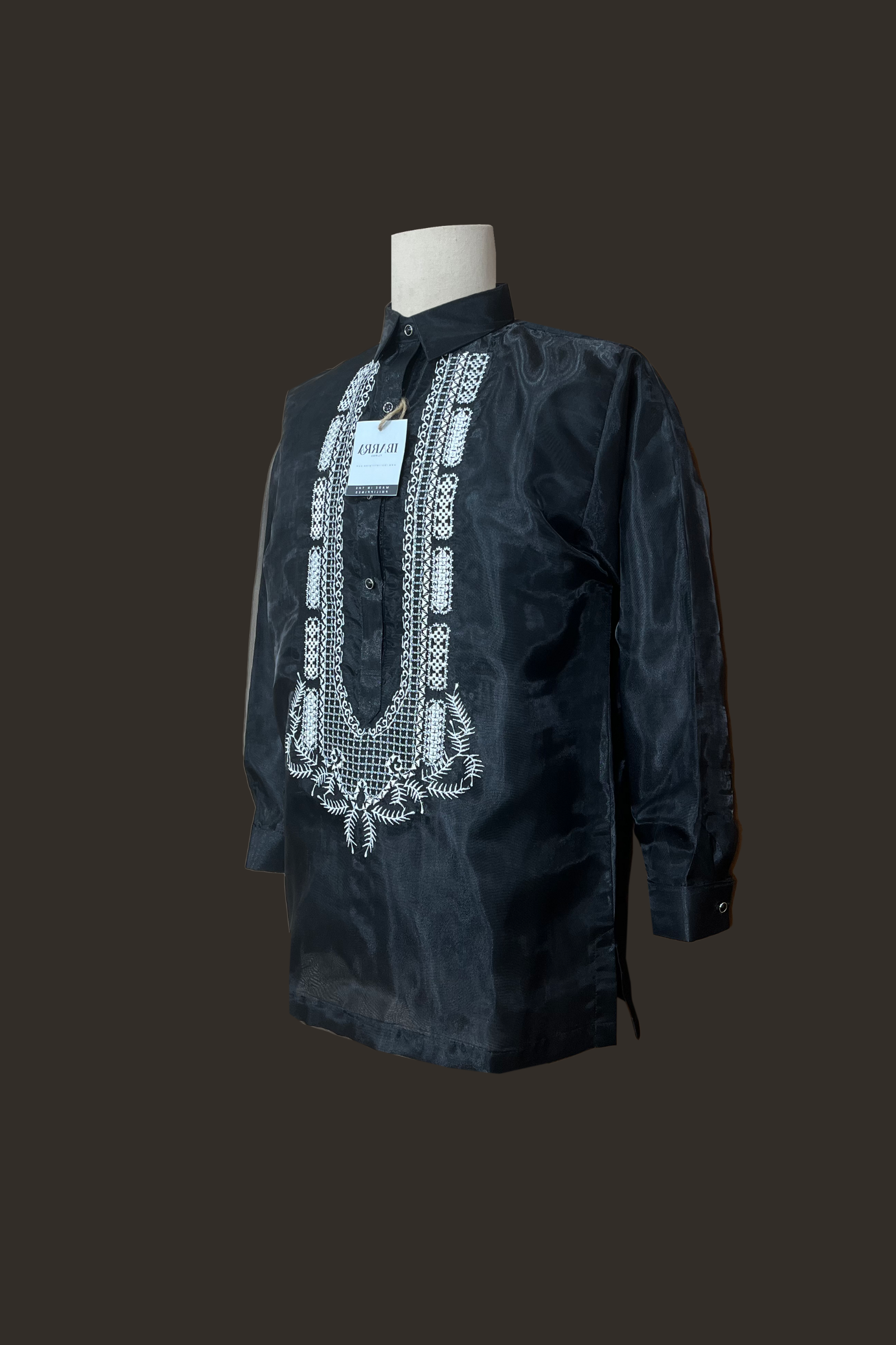 Black Barong Tagalog for Men Made of Organza
