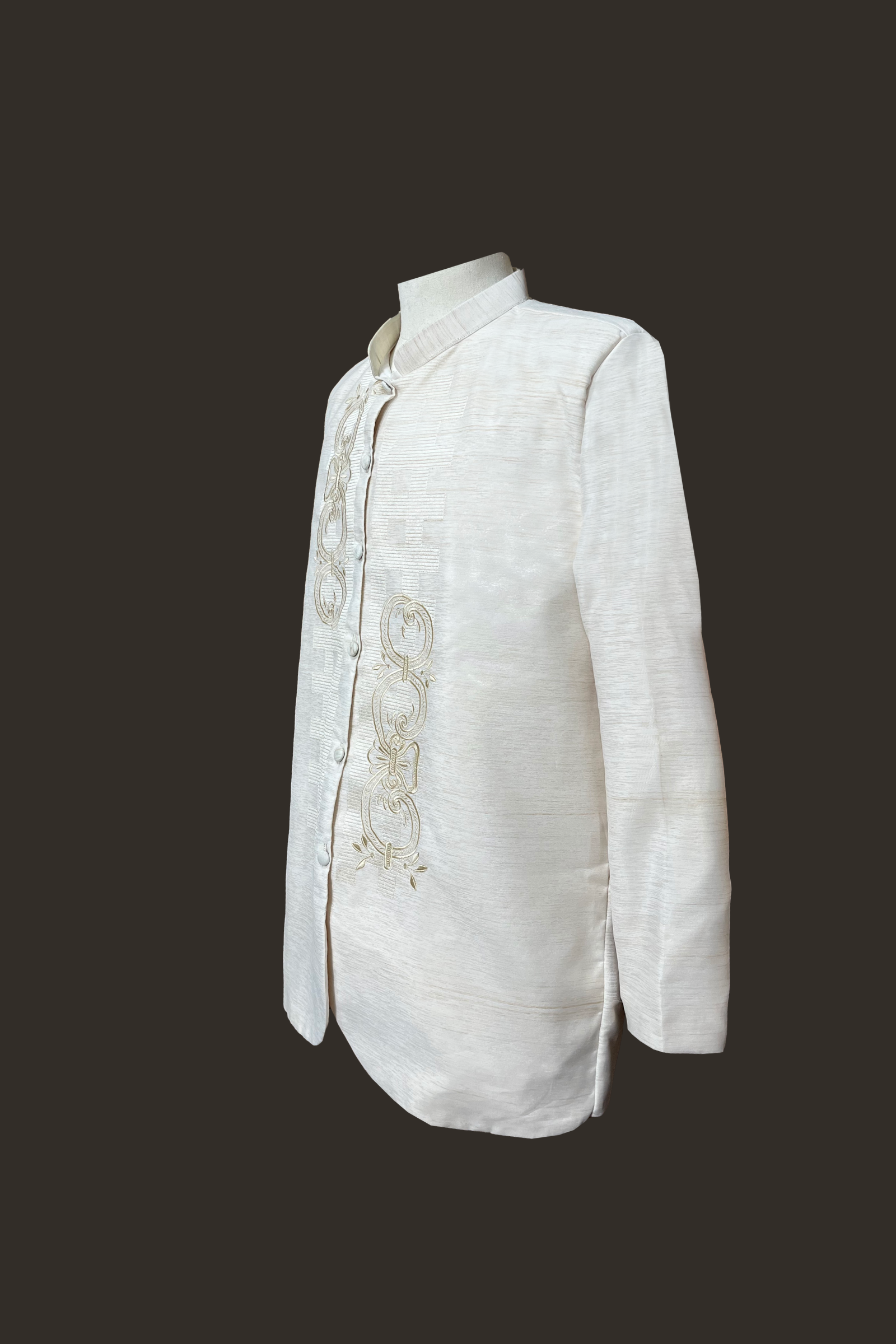 Traditional Beige Barong Tagalog Coat
