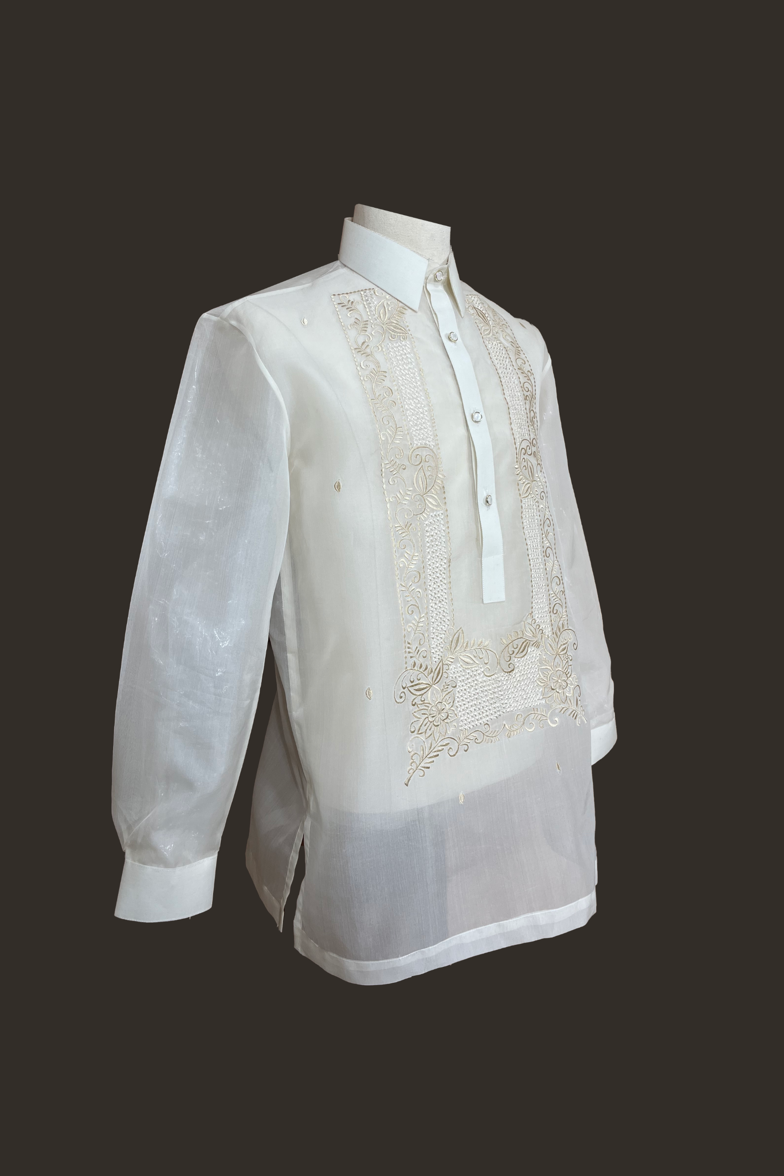 Premium Barong Tagalog with Intricate Lattice Pattern