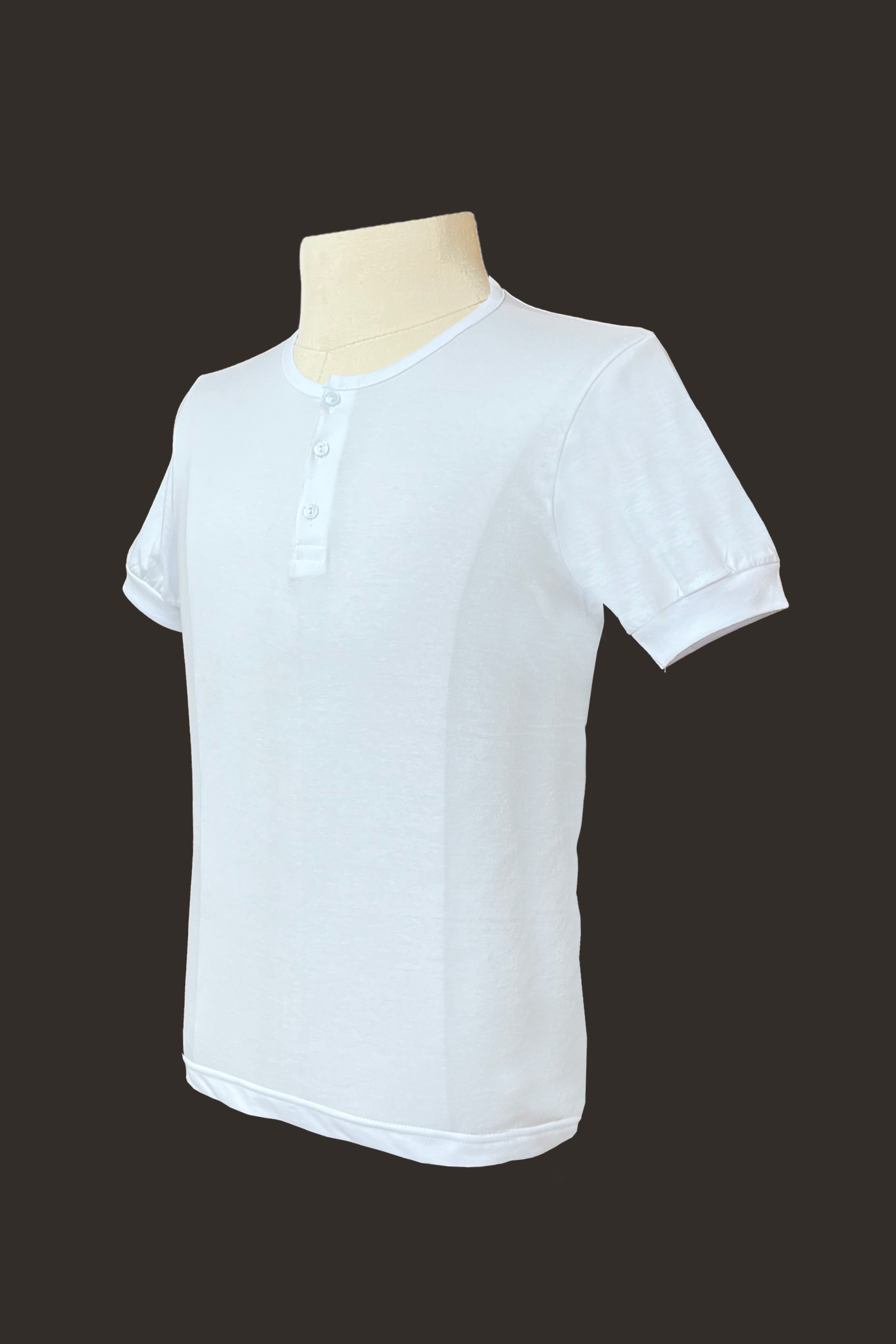 White Short Sleeved Camisa de Chino Under Shirt