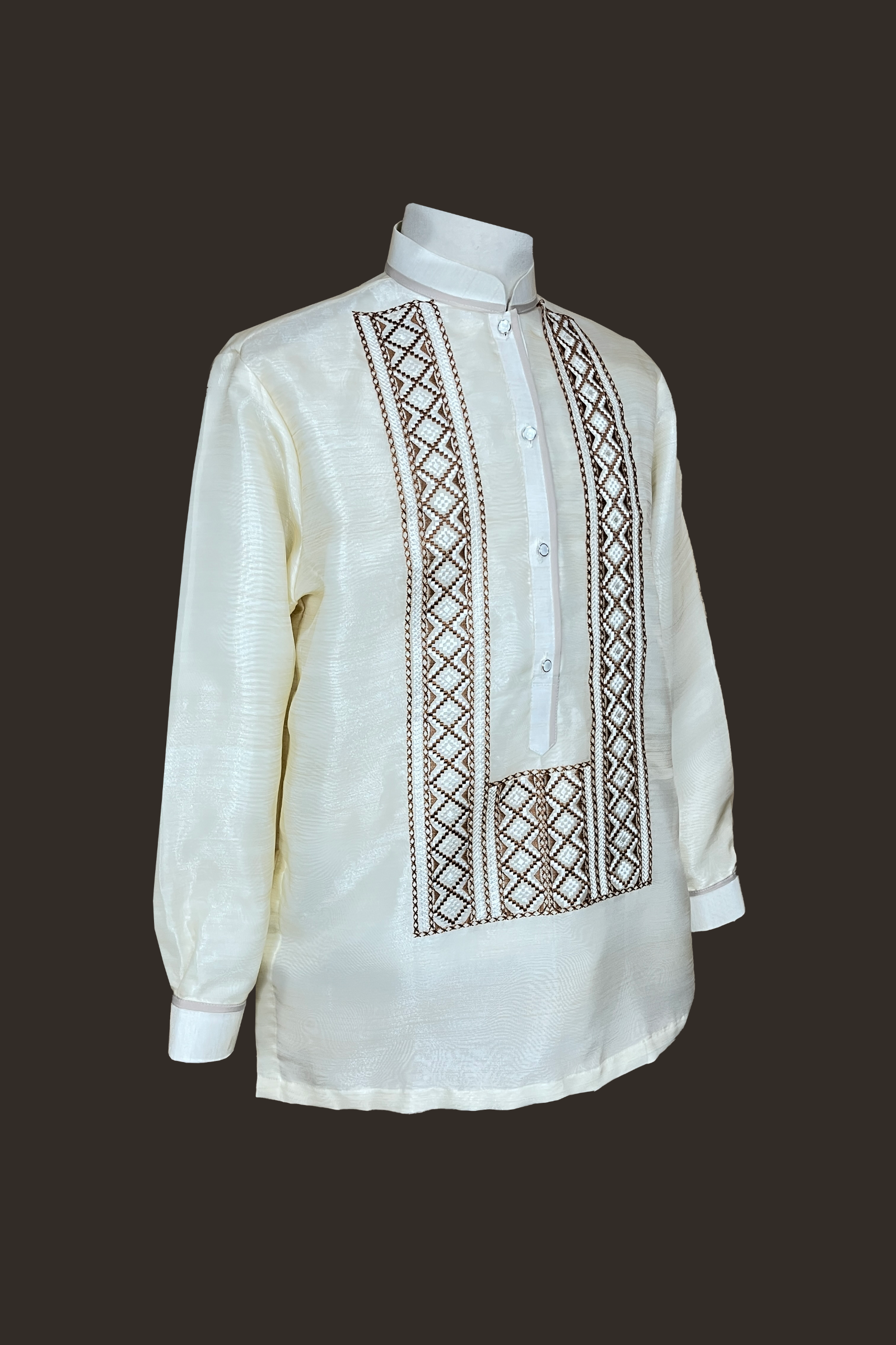 Premium Organza with Geometric Embroidery Barong Tagalog Teodoro