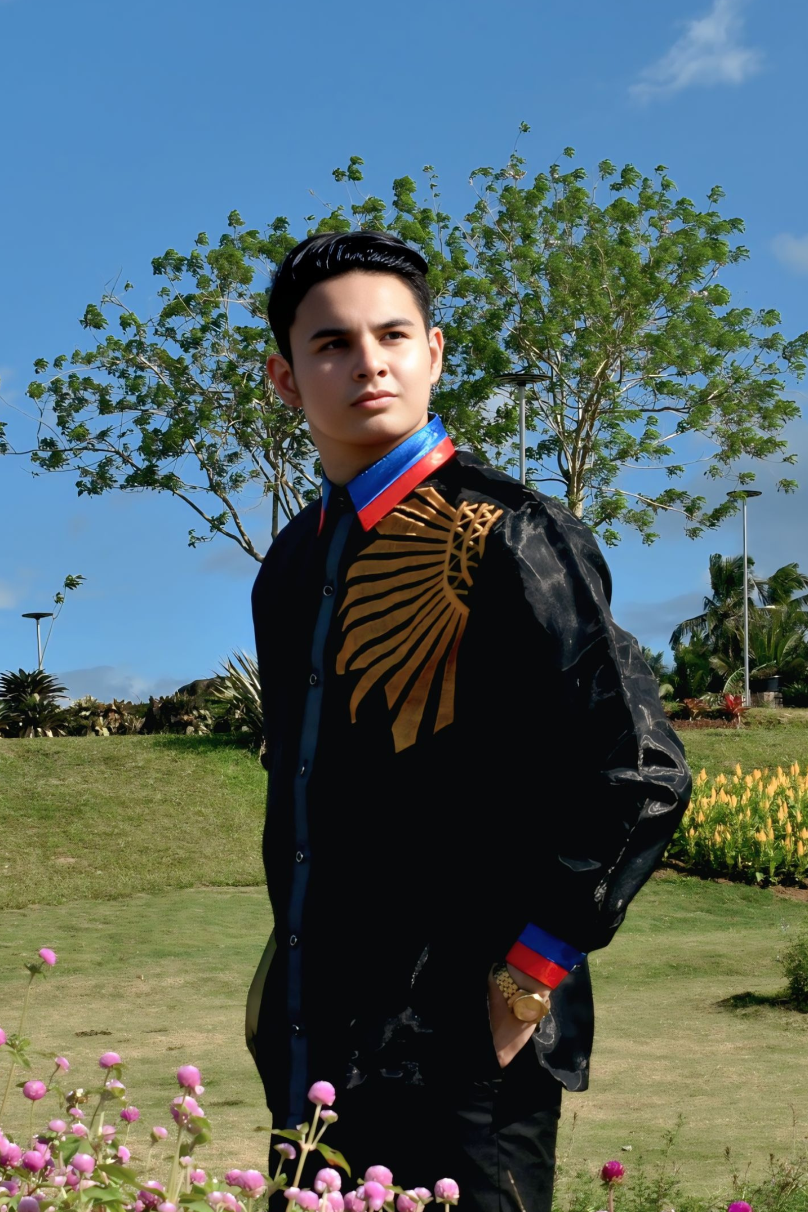 Black Modern Barong Tagalog for Men