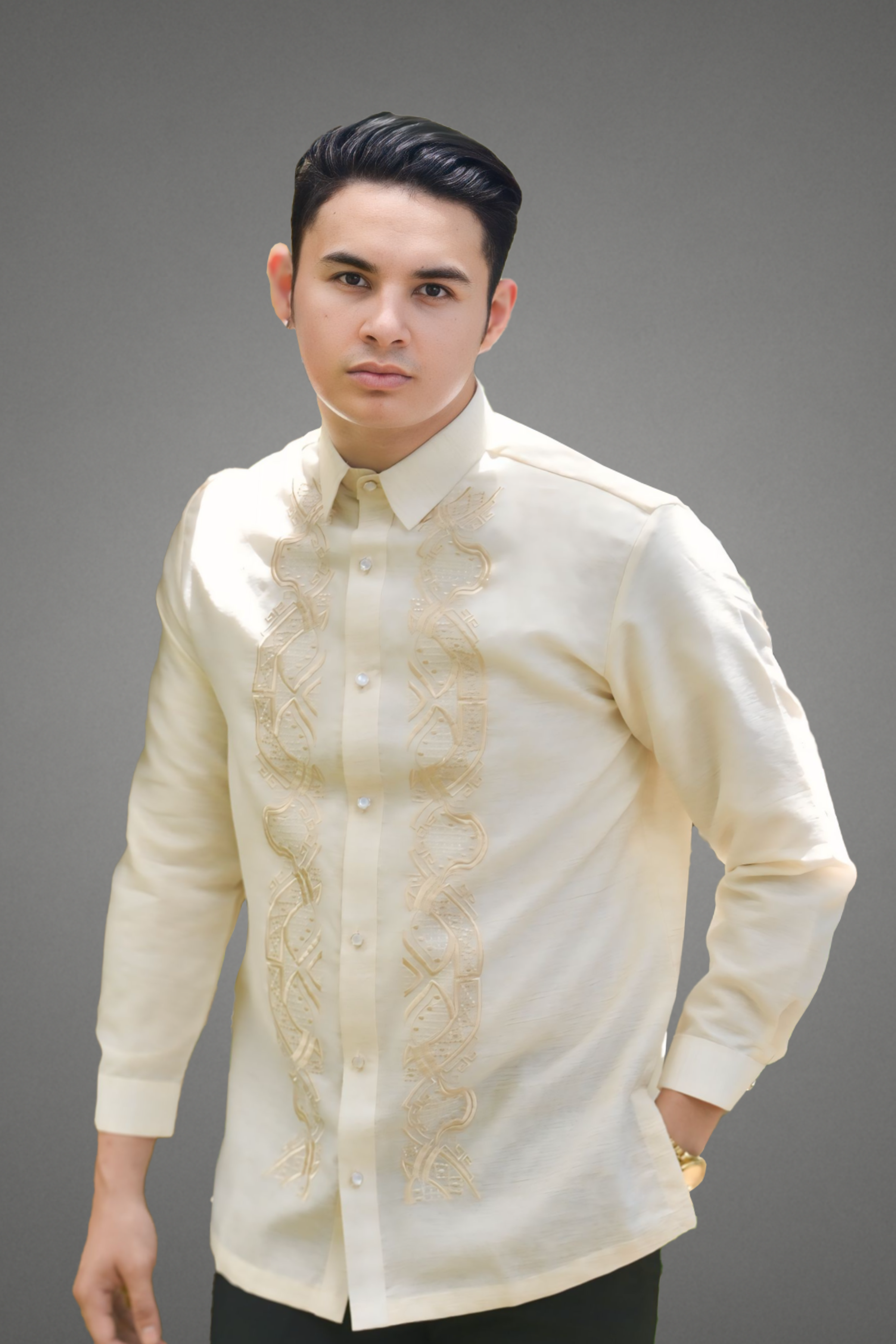 Premium Piña Jusilyn with Intricate Linear Motif Barong Tagalog Carmelo