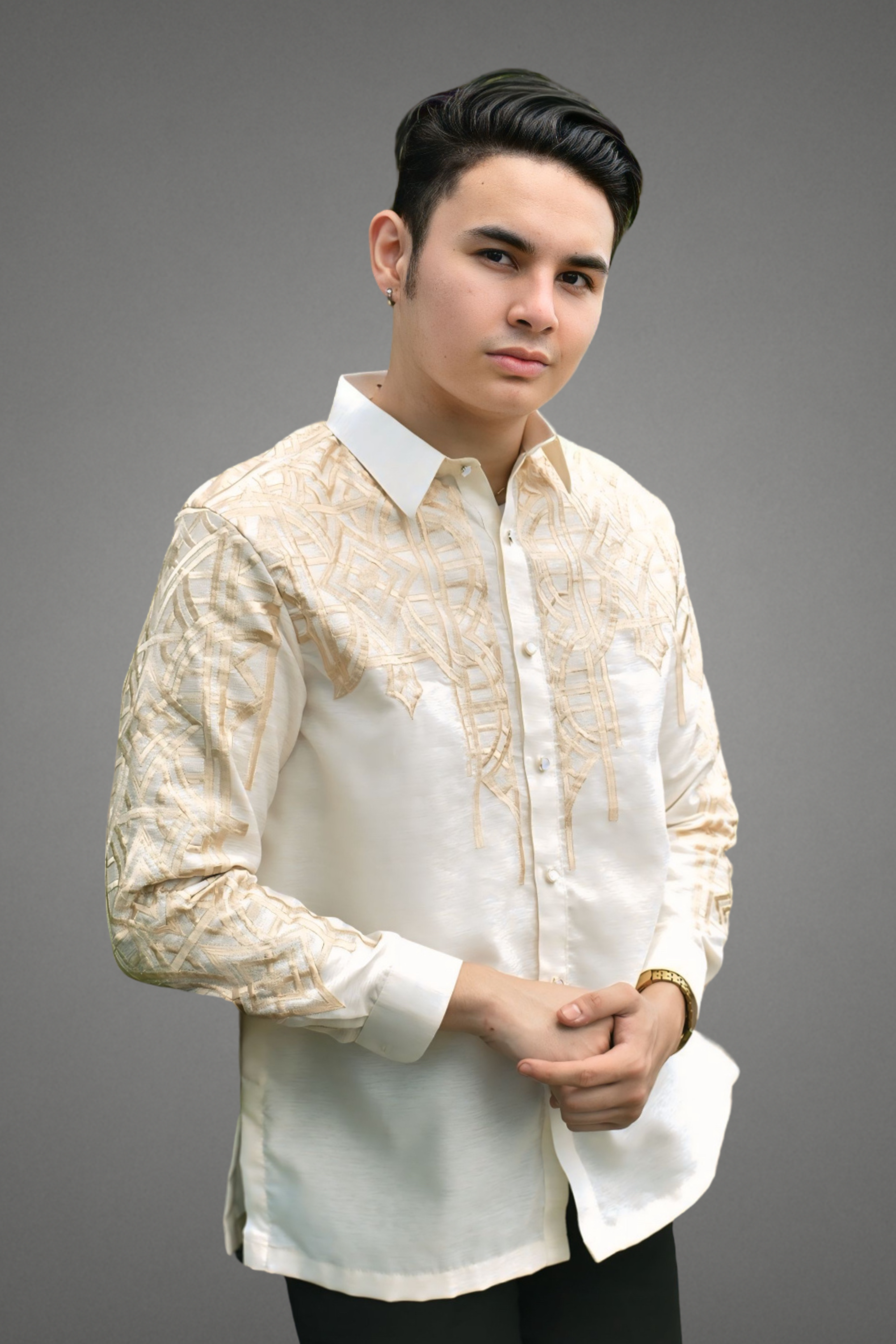 Premium Piña Jusilyn with Cascading Bold Pattern Barong Tagalog Salvador