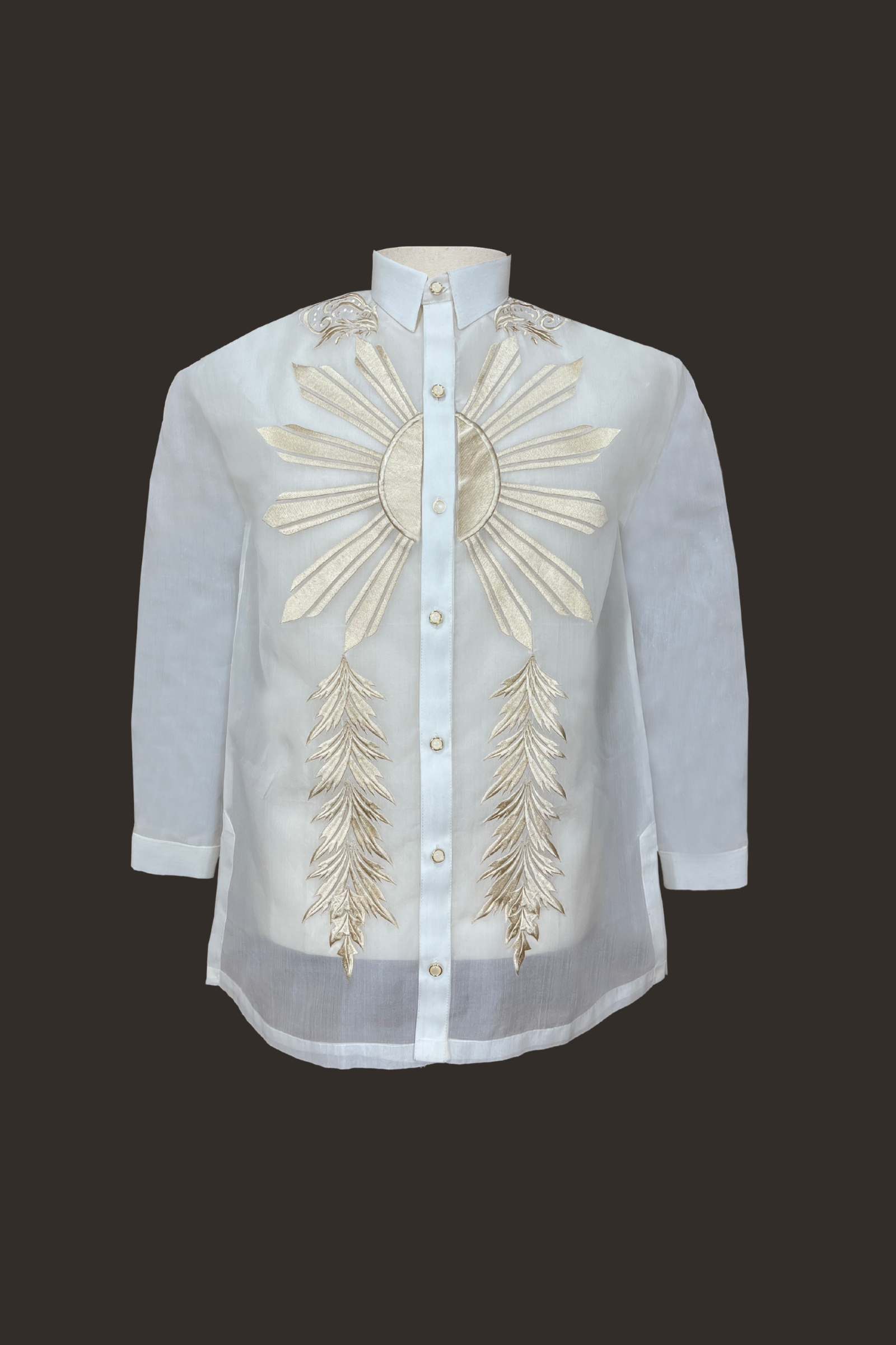 Premium Jusi with Sunburst Embroidery Barong Tagalog Manuel