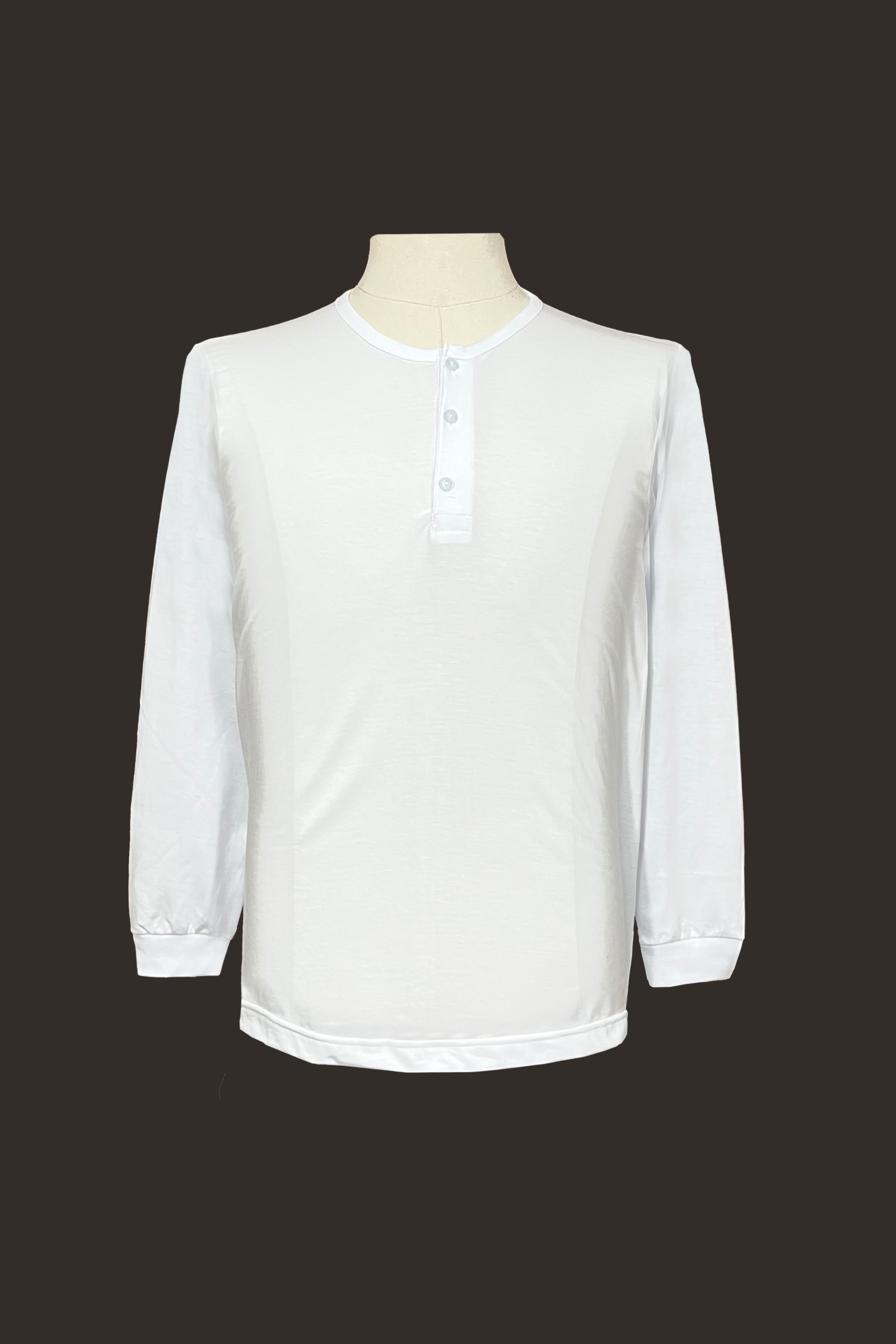 White Long Sleeved Camisa de Chino