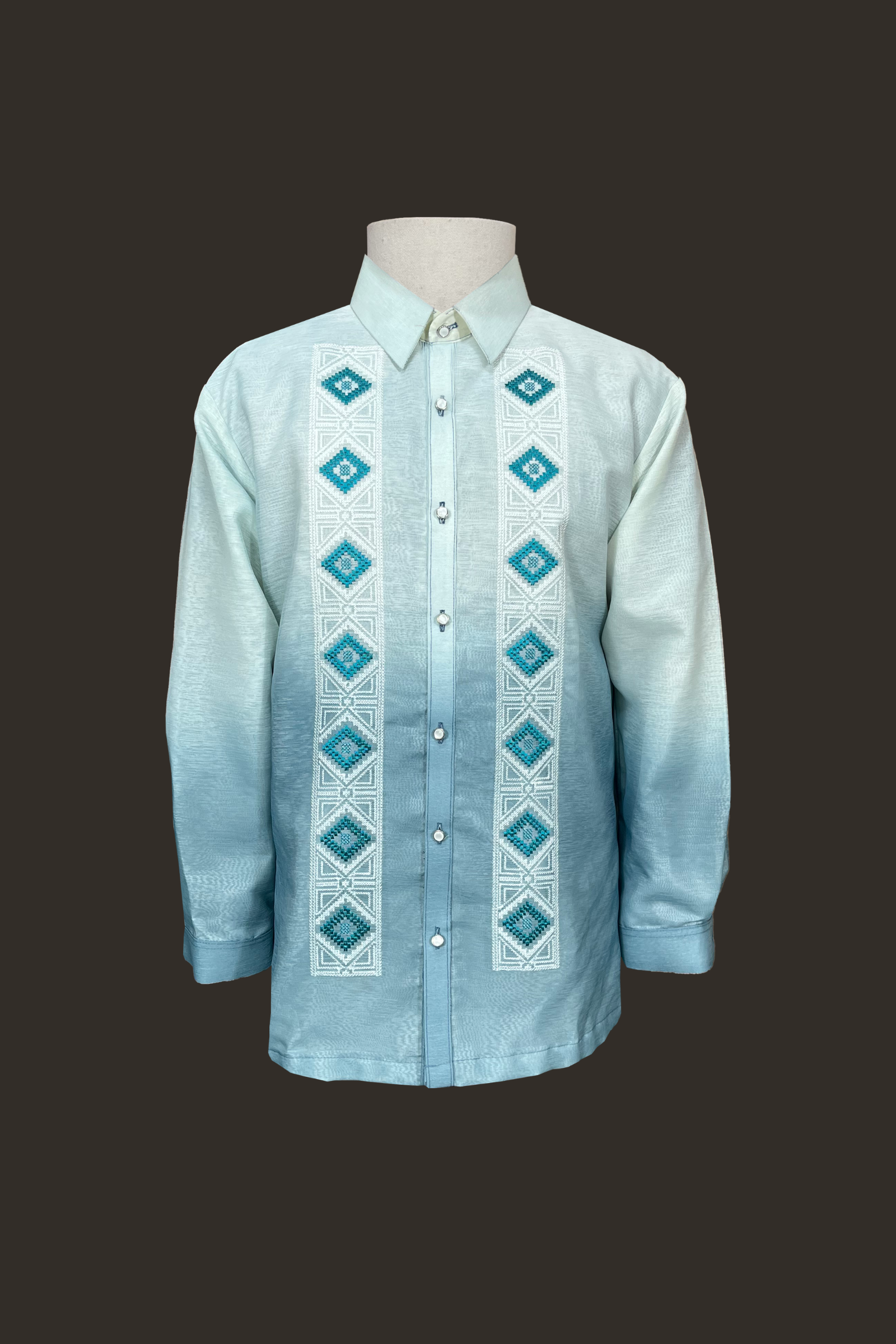 Premium Jusilyn with Turquoise Embroidery Barong Tagalog Eulogio
