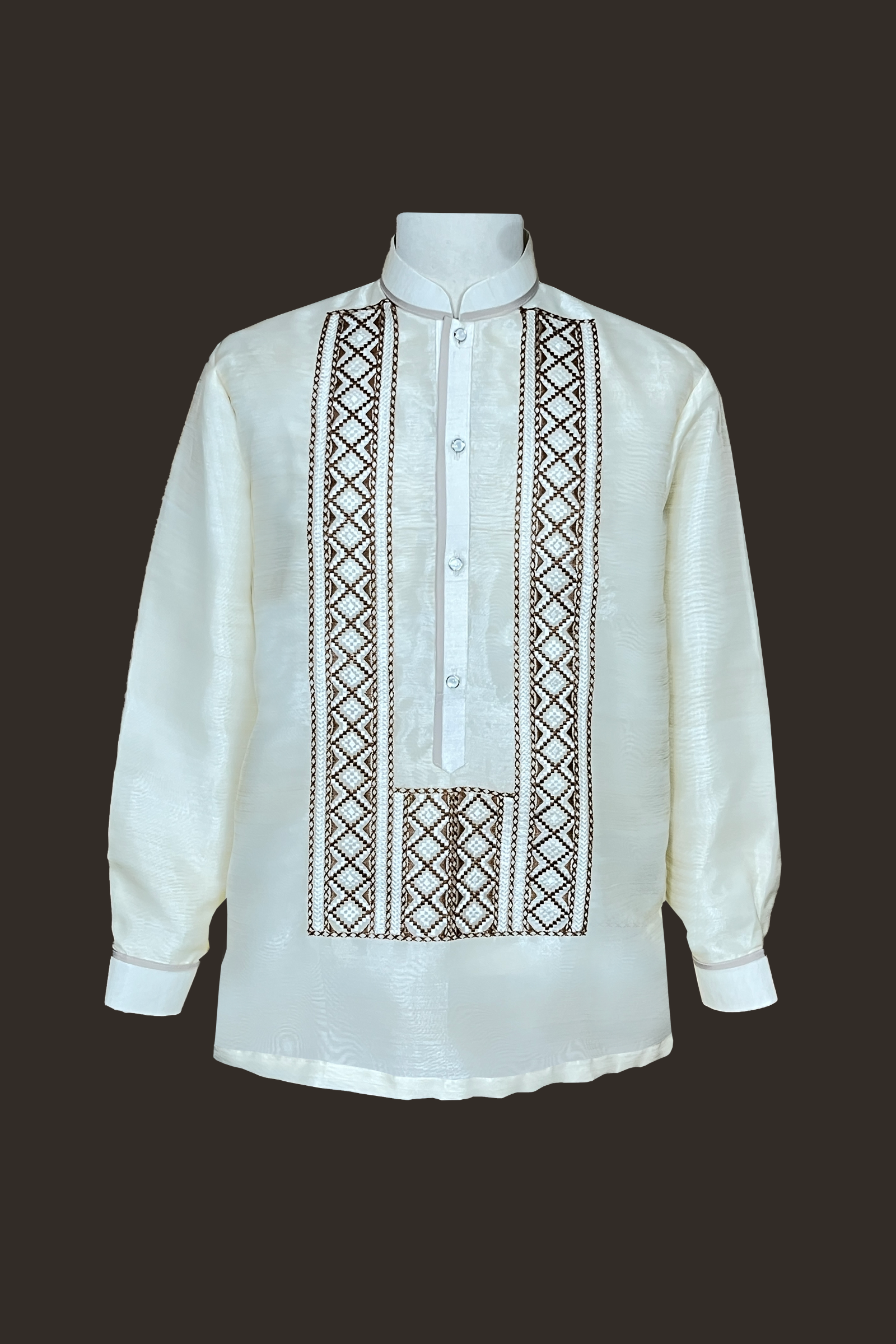 Premium Organza with Geometric Embroidery Barong Tagalog Teodoro