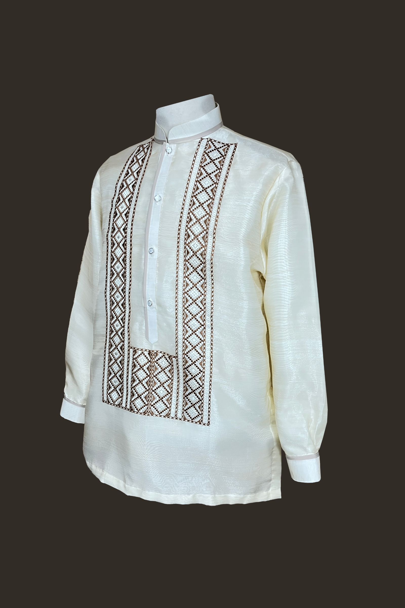 Premium Organza with Geometric Embroidery Barong Tagalog Teodoro