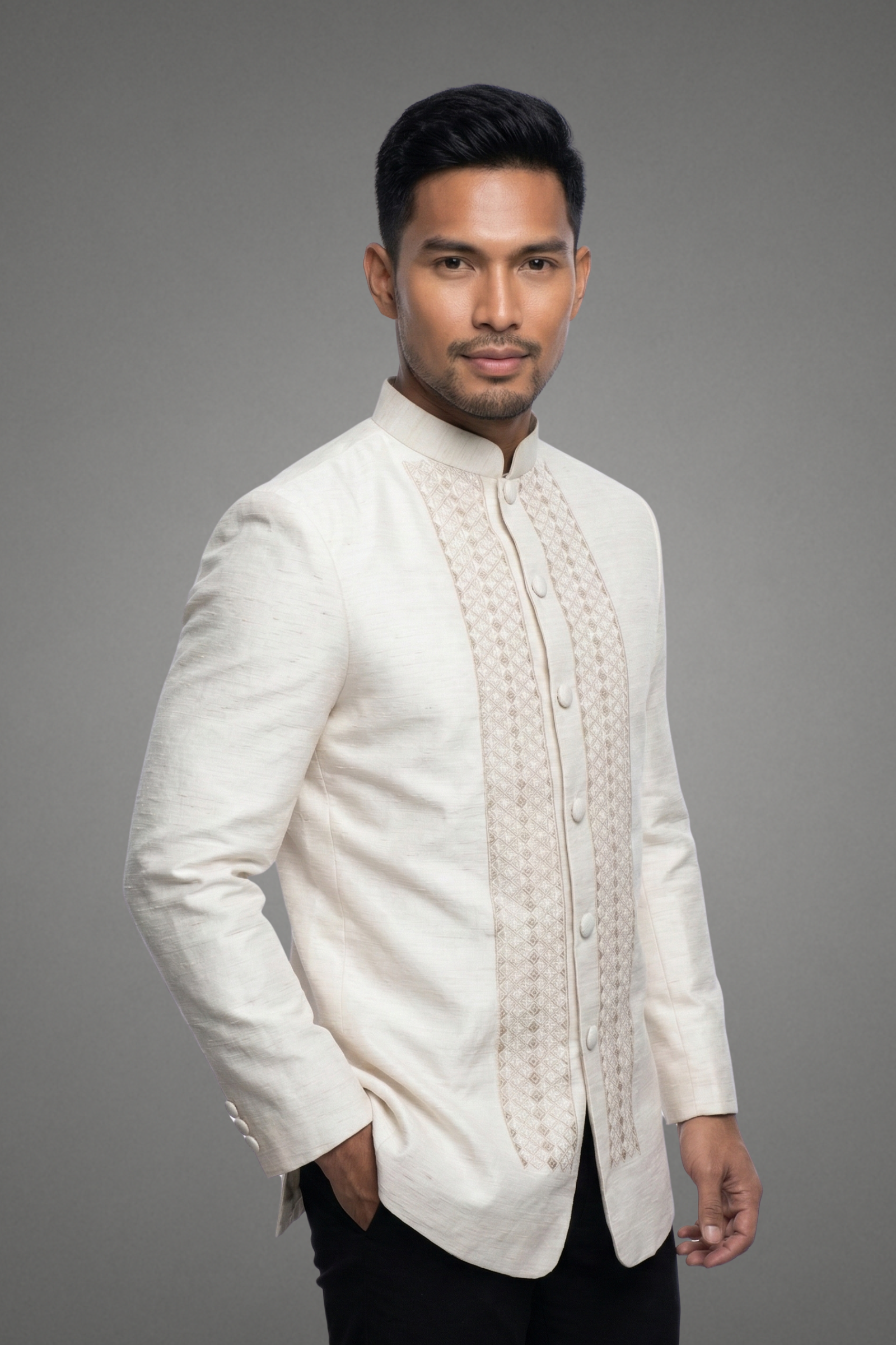 Pia Jusilyn Barong Tagalog Coat Baltazar | Light Beige Embroidery for Weddings & Special Events Ibarra Filipino Pia Jusilyn Barong Tagalog Coat Baltazar | Light Beige Embroidery for Weddings & Special Events Ibarra Filipino