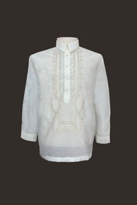 Barong Tagalog with Fine Embroidery of Leaf Accents 