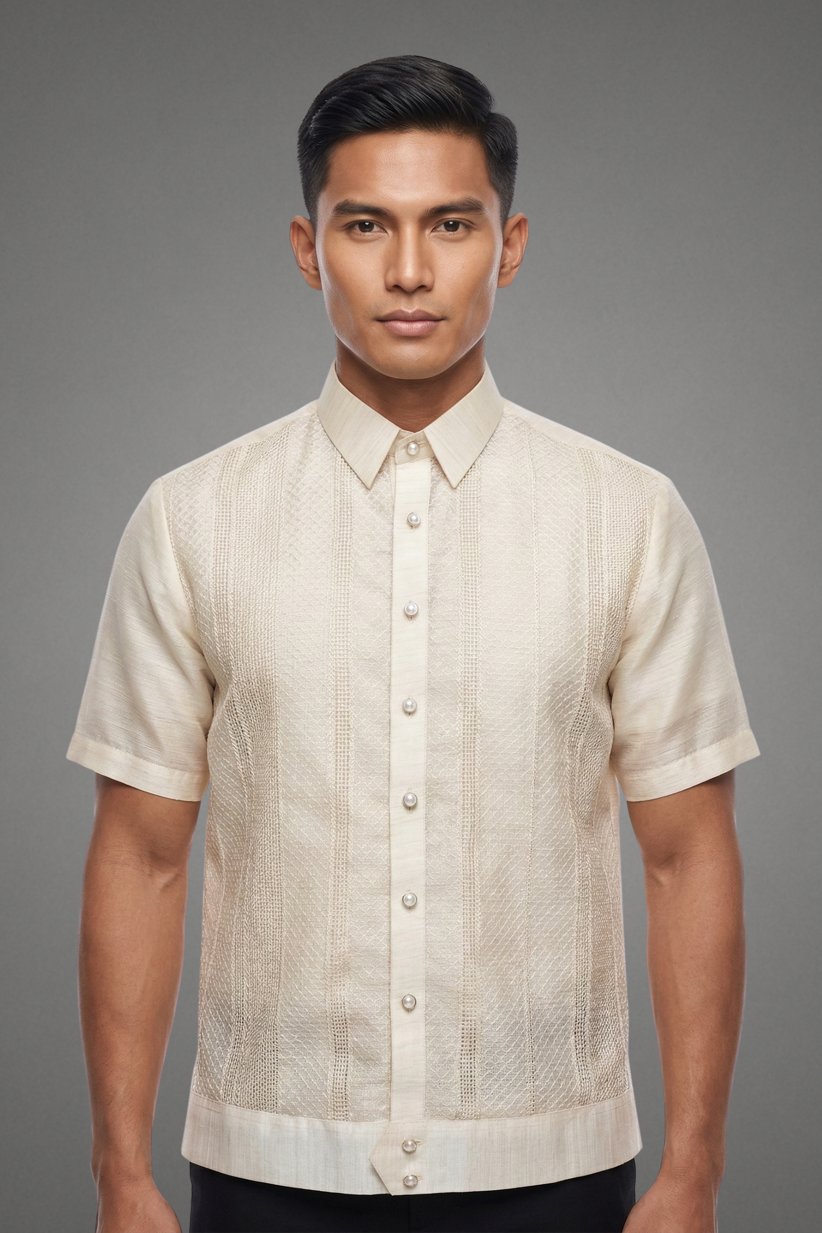 Premium Piña Jusilyn Calado Short Sleeved Barong Tagalog Santiago - JJ104