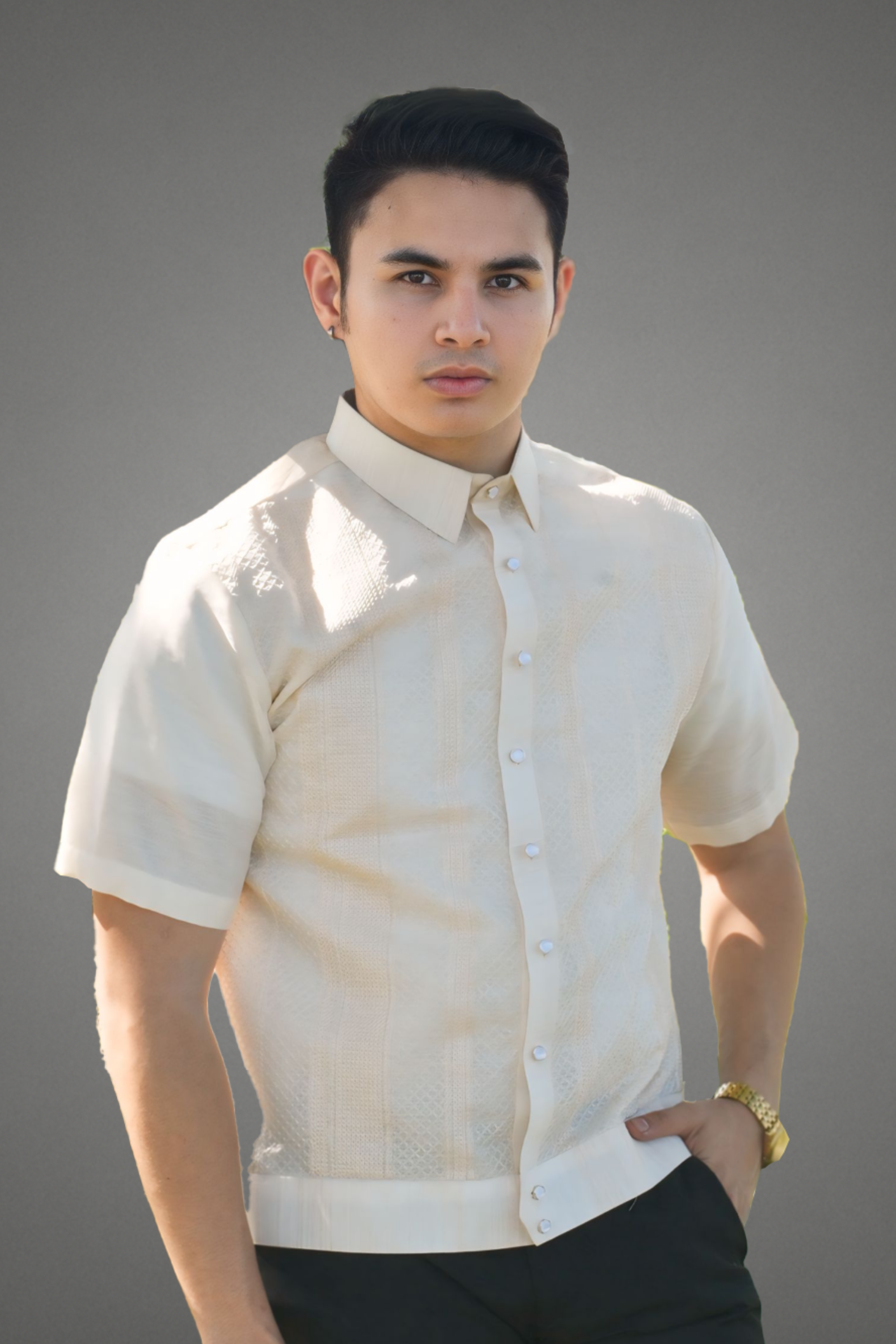 Premium Piña Jusilyn Calado Short Sleeved Barong Tagalog Santiago - JJ104