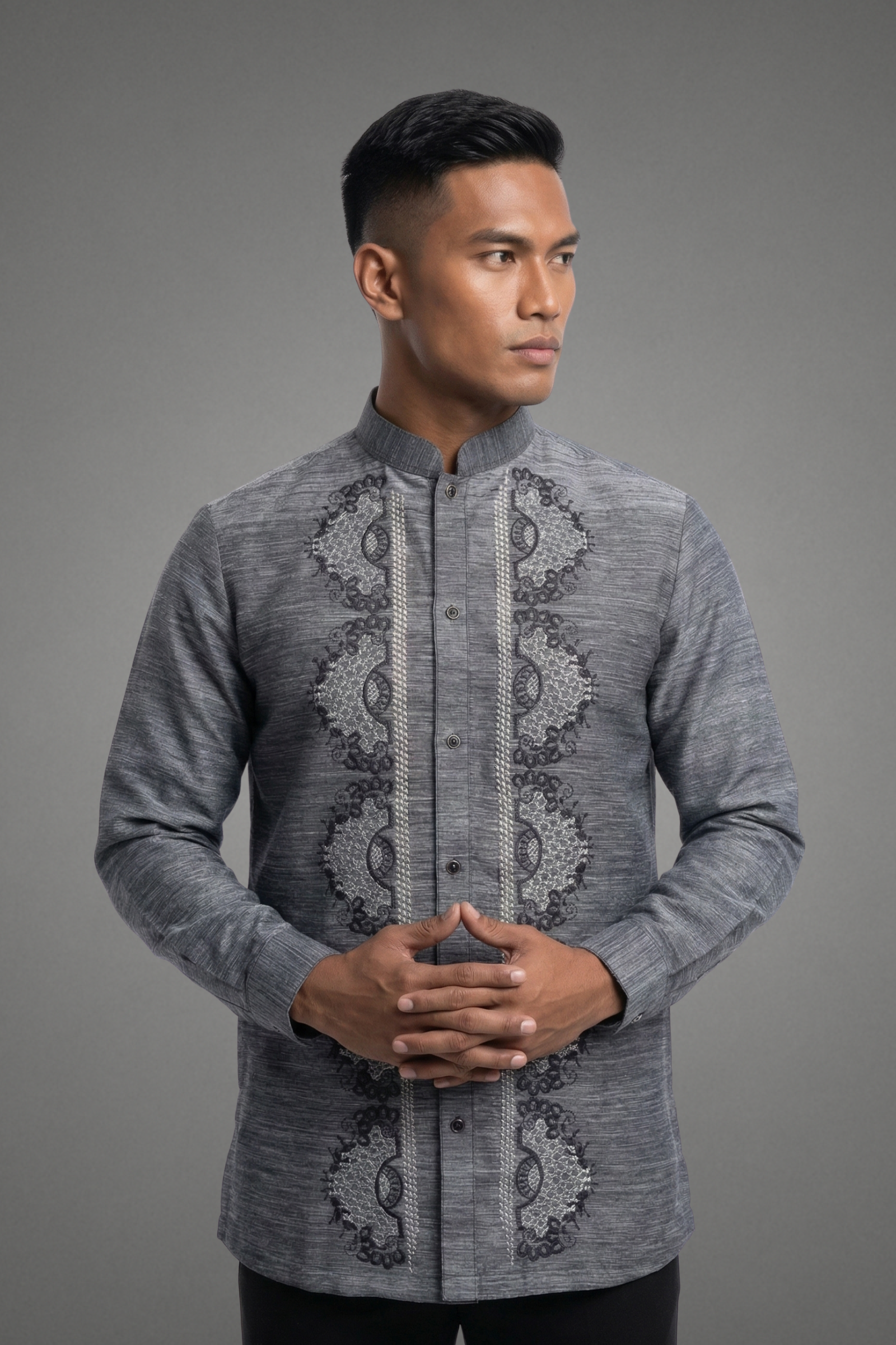Black Piña Jusilyn Barong Tagalog - Julian | Casual Attire – Ibarra ...