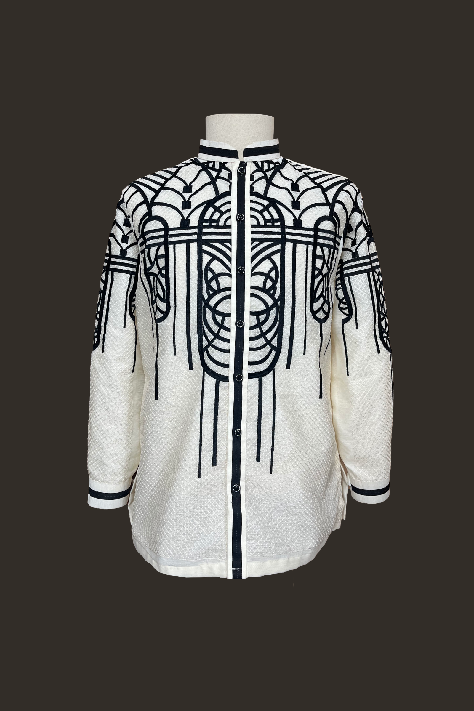 Barong Tagalog with Black Embroidery for Men