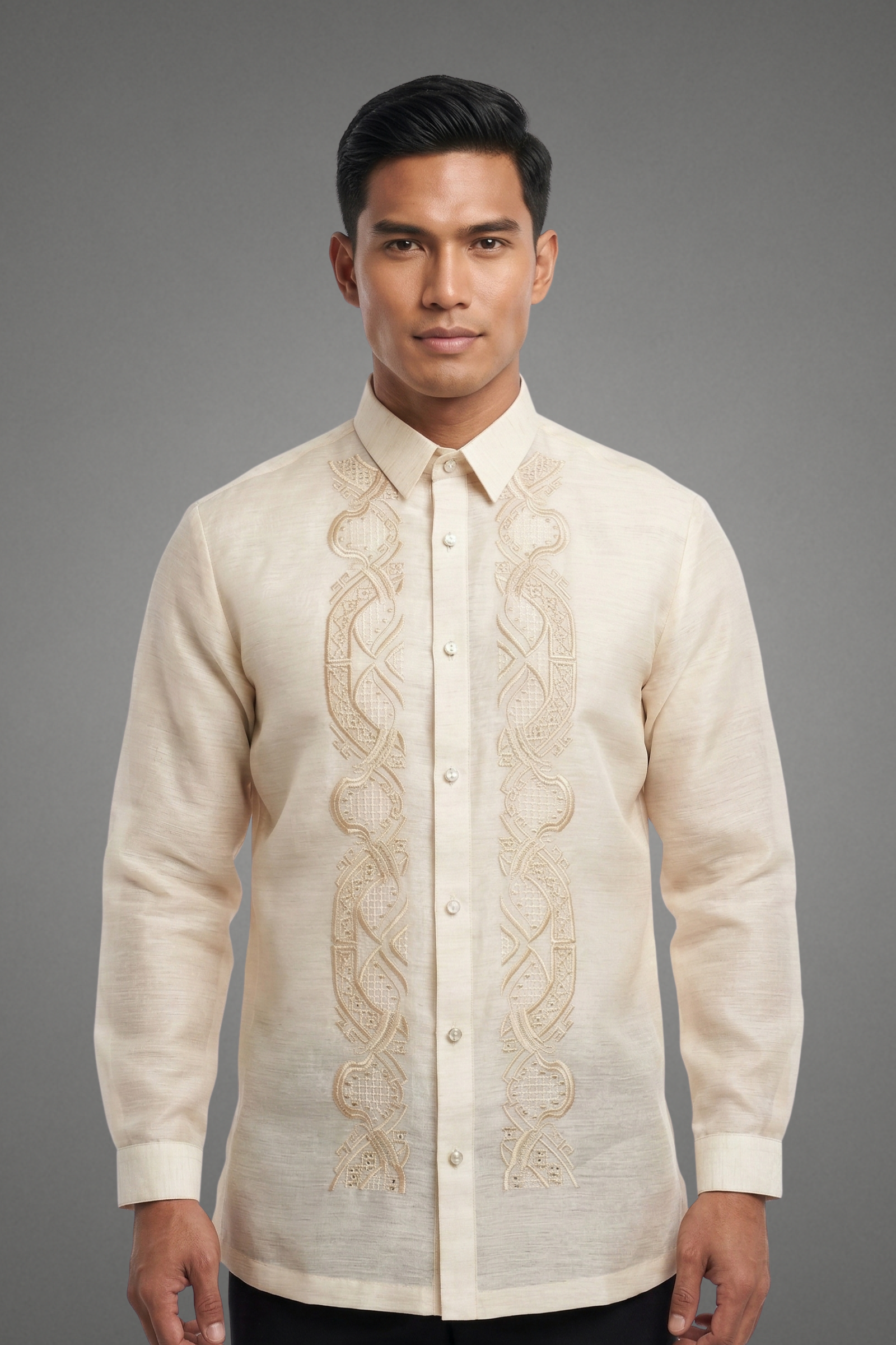 Premium Piña Jusilyn with Intricate Linear Motif Barong Tagalog Carmelo - JJ111