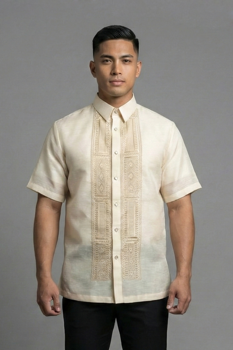 Premium Jusilyn Barong Tagalog with Geometric Pattern Paolo - JJ118 ...