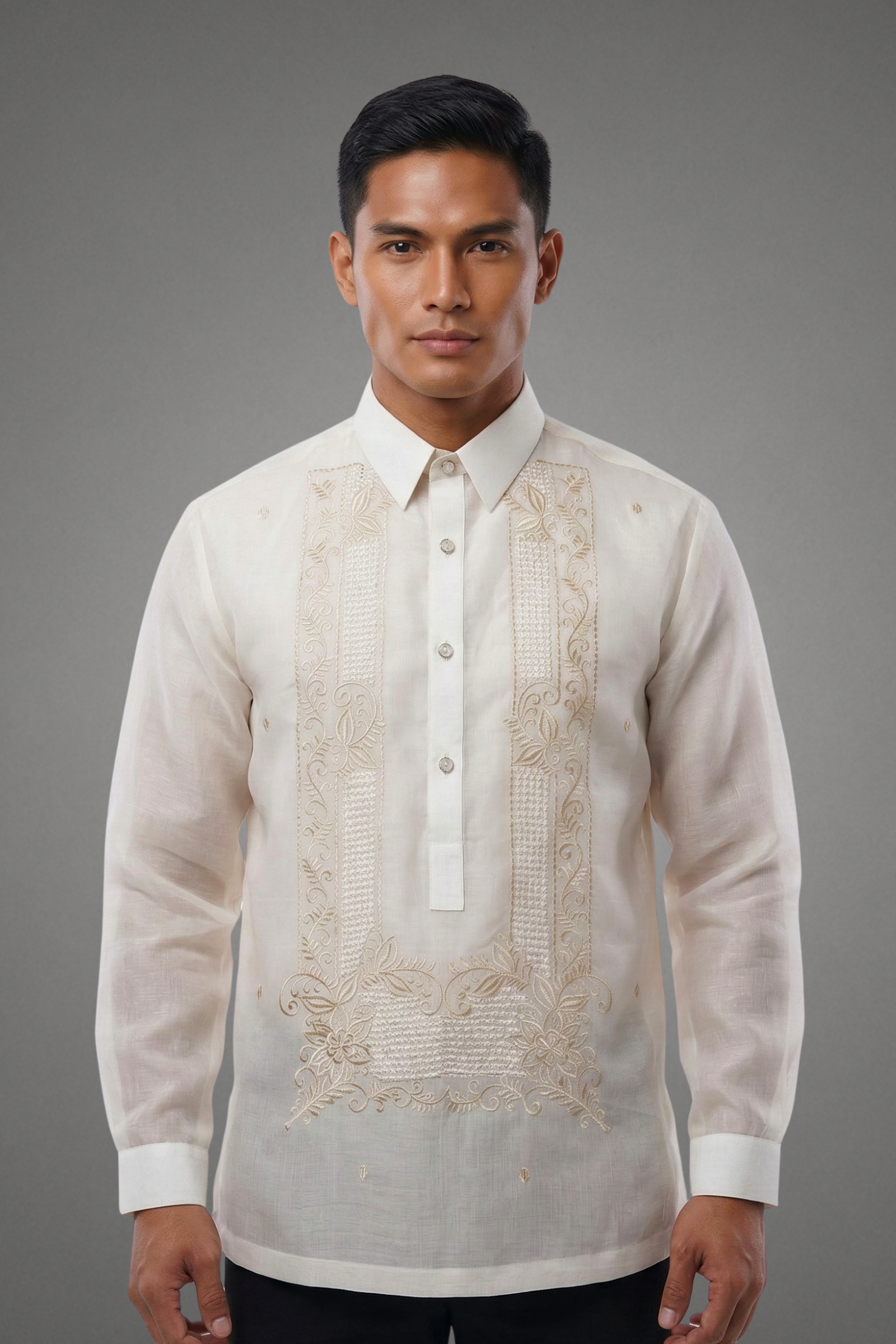 Premium Jusi fabric with Intricate Lattice Pattern Barong Tagalog Octavio - JS1
