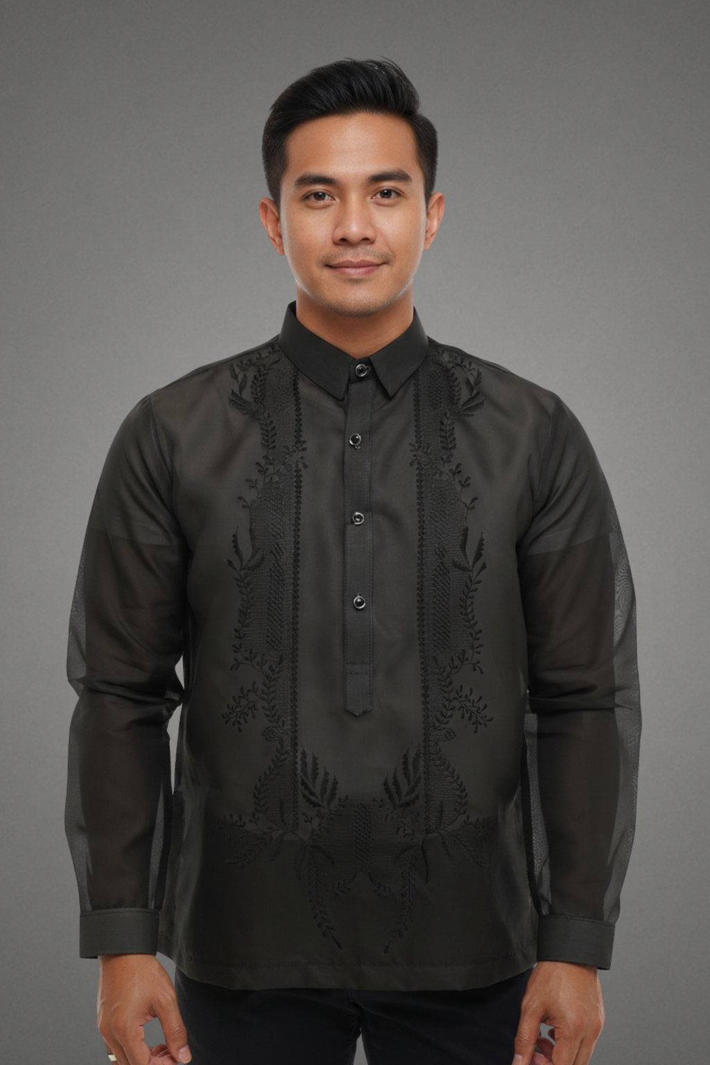 Premium Organza Black Barong Tagalog Lyonel - JV789 – Ibarra Filipino