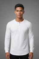 White Long Sleeved Camisa De Chino 