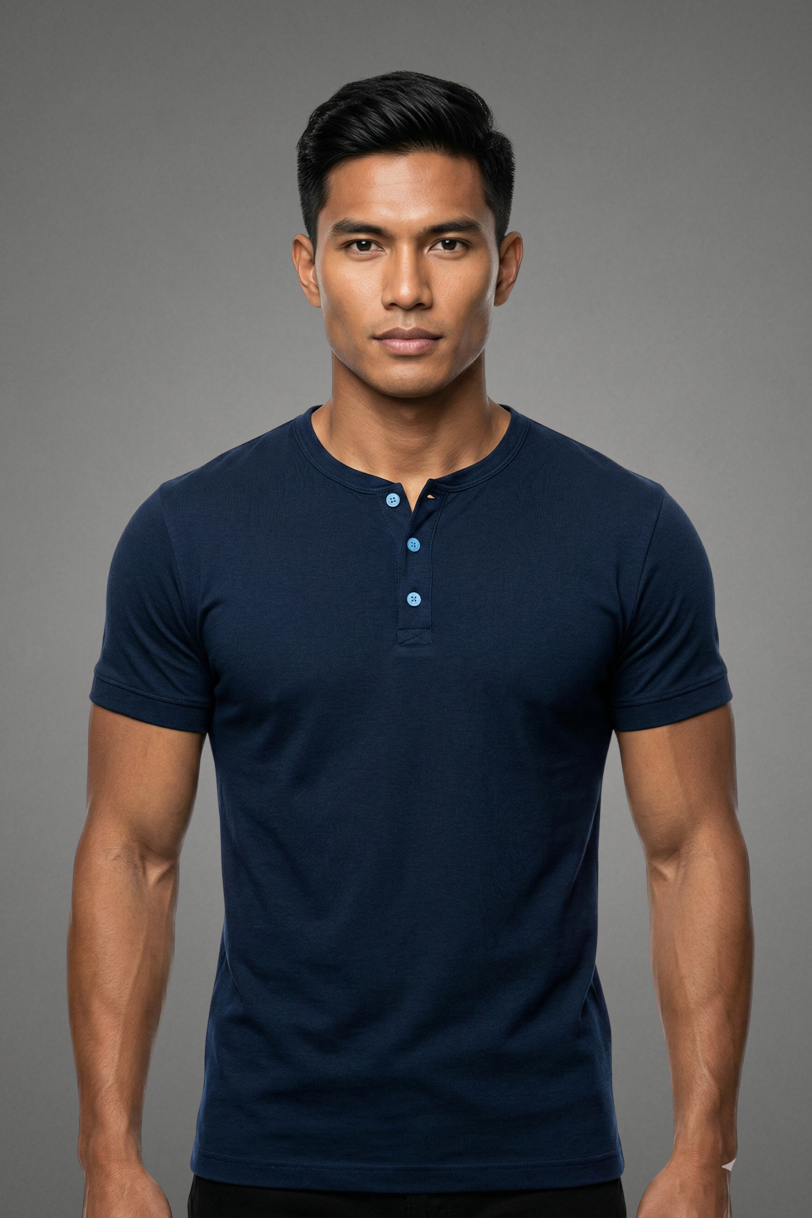 Black Short Sleeved Camisa de Chino - JB005