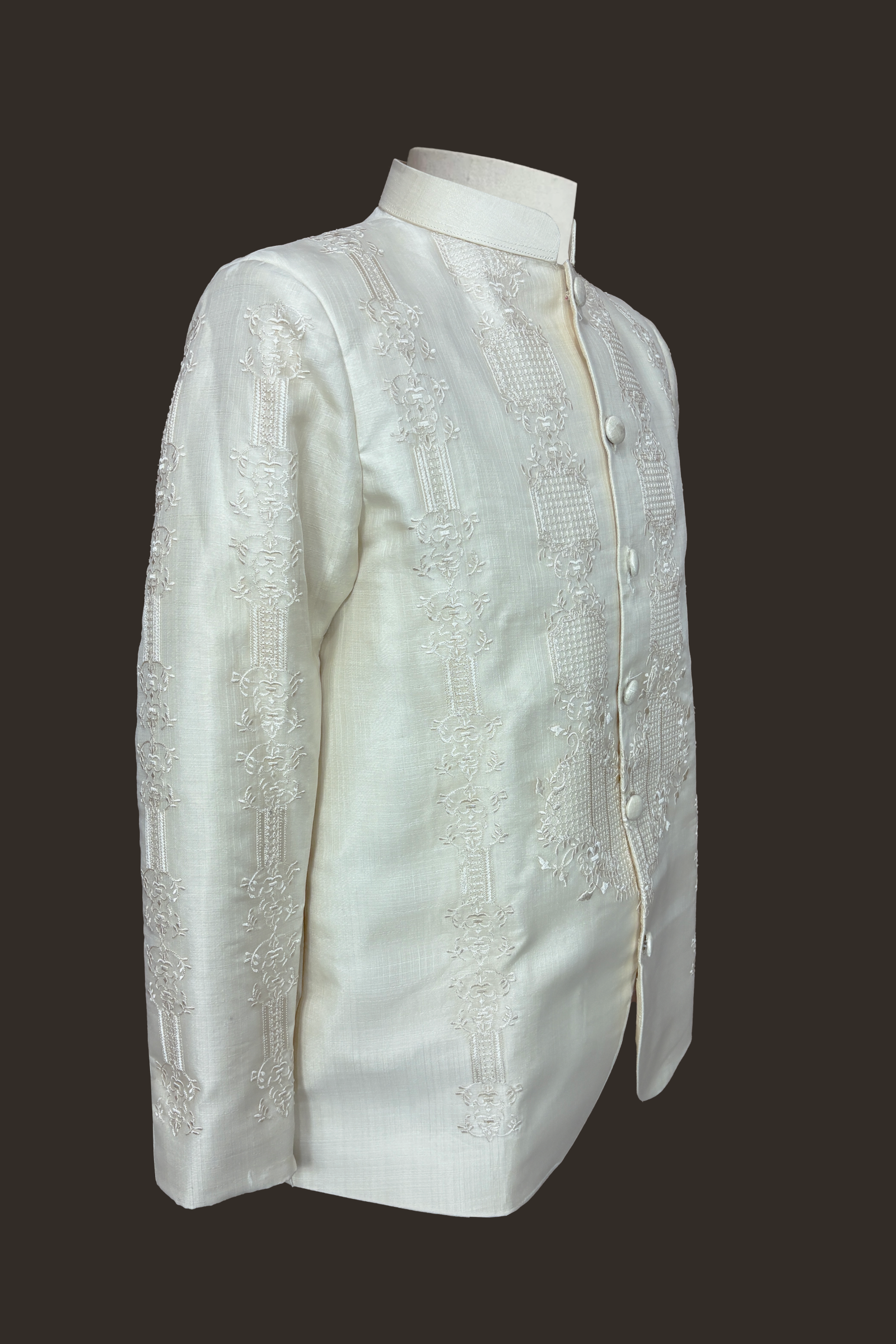 Premium Cocoon Silk Barong Tagalog Coat with All-Over Embroidery Vernon