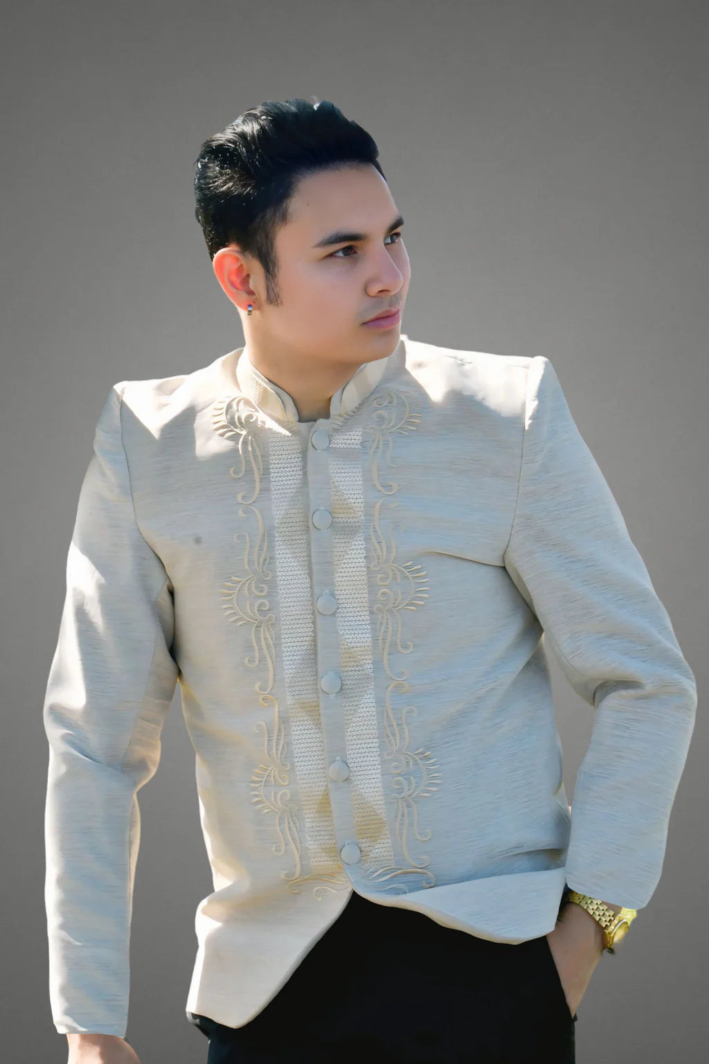 Premium Jusilyn Cream Tone Coat & Premium Jusilyn Barong Tagalog Package - BF002