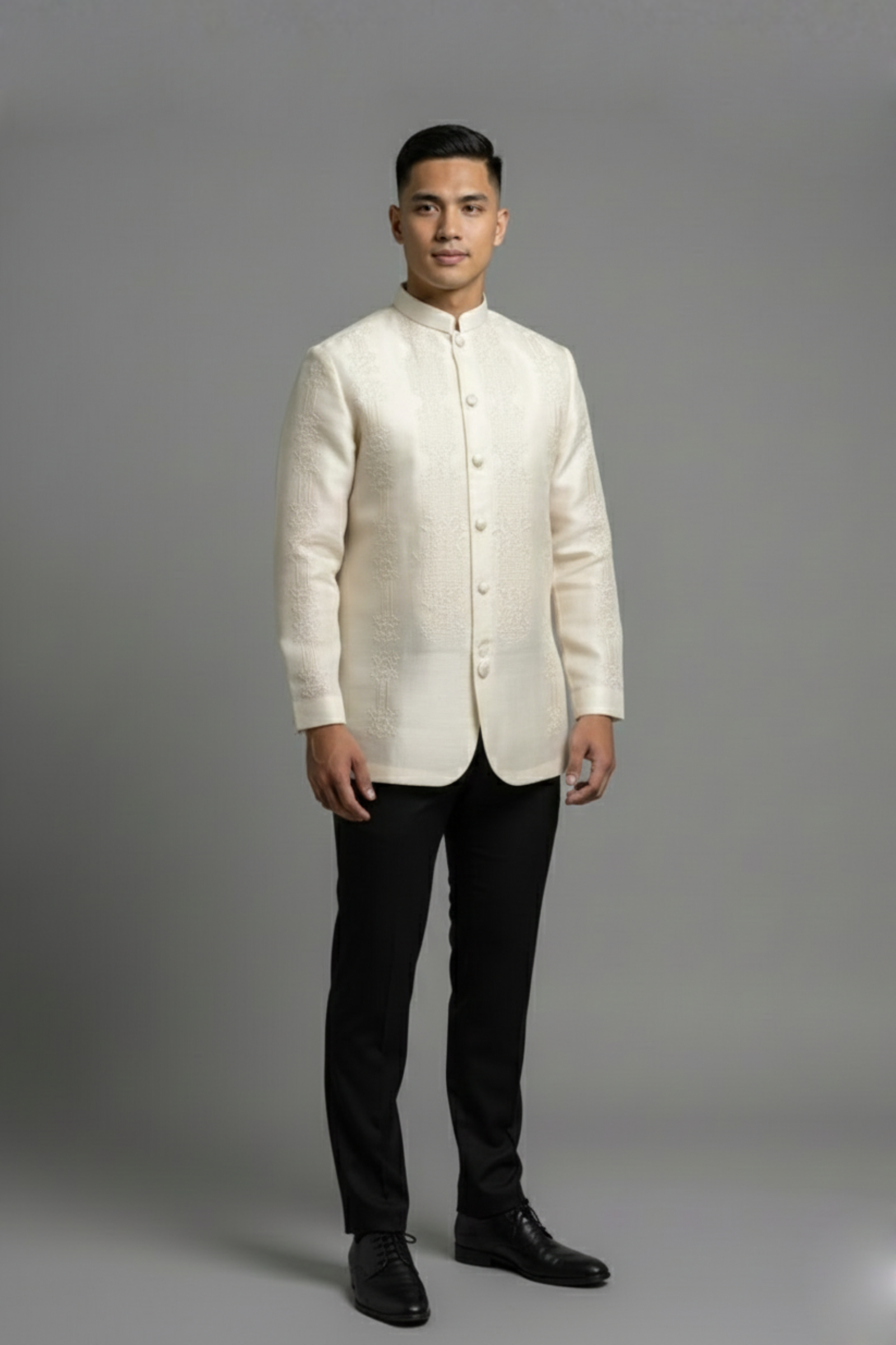 Premium Cocoon Silk Barong Tagalog Coat with All-Over Embroidery Vernon