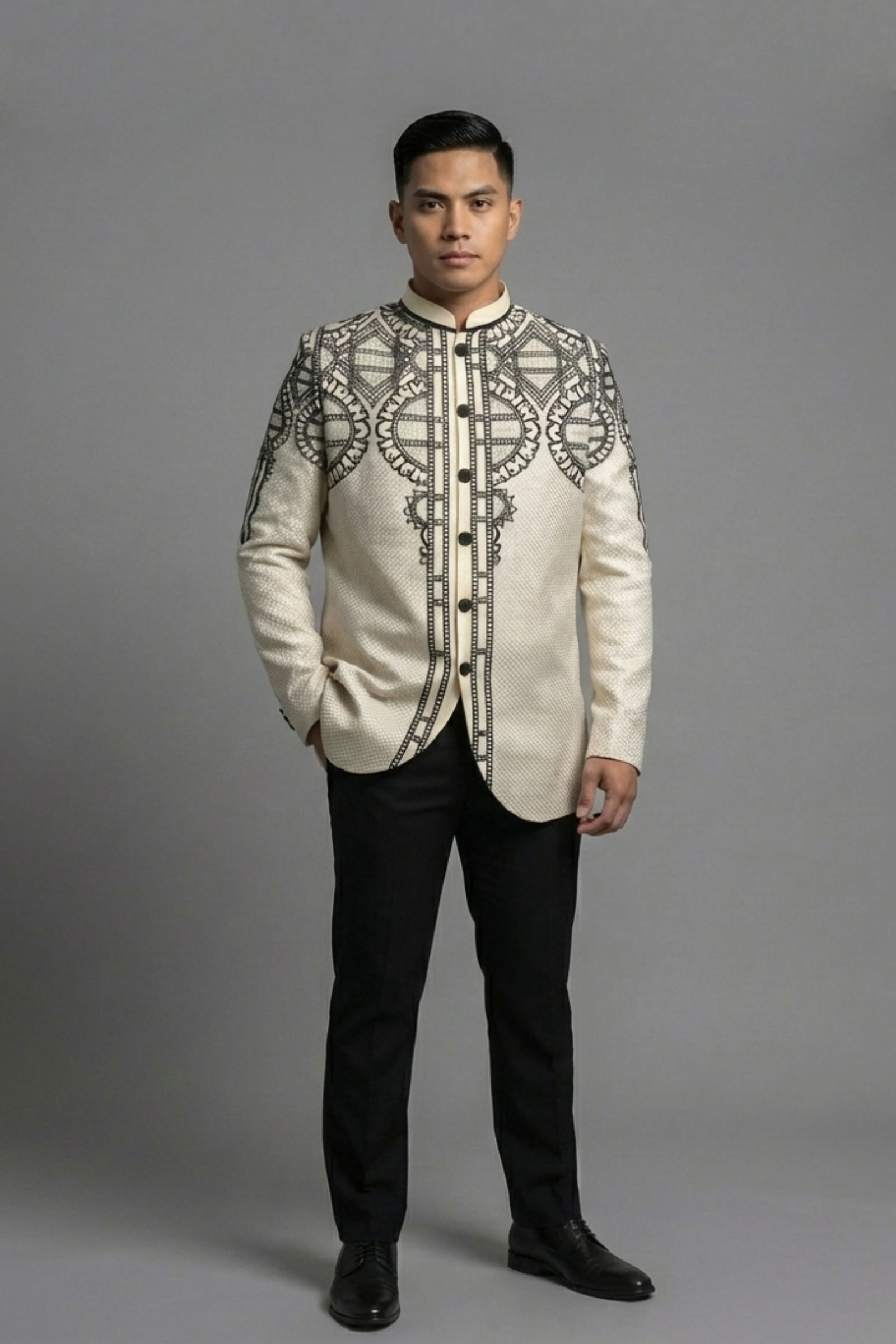 Premium Cocoon Barong Coat with Calado Embroidery Dylan