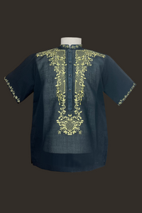 Black Short Sleeved Barong for Men