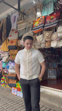 Beige Conrado Short Sleeved Barong Tagalog